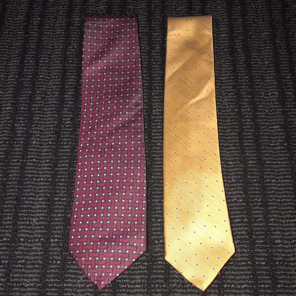 ⭐️🛍️ Burgundy with Gold & Gold with Blue Dots Men's Ties Set
